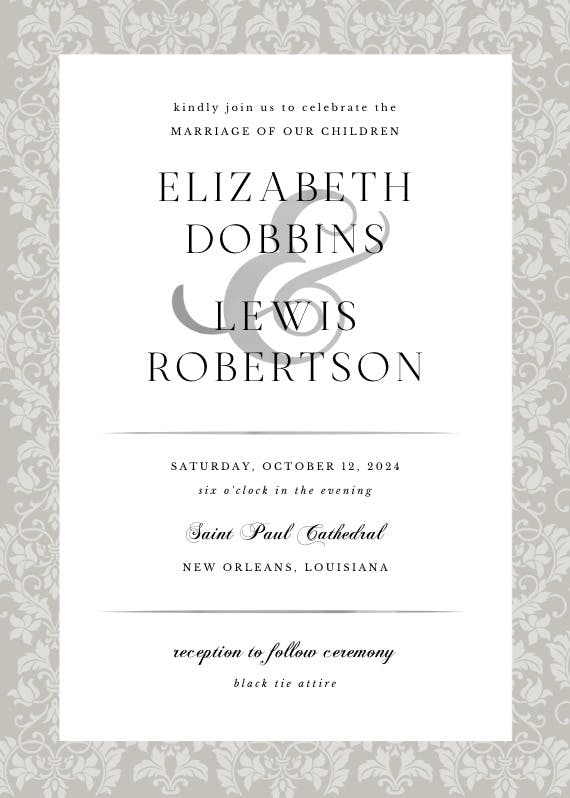Black victorian frame - wedding invitation