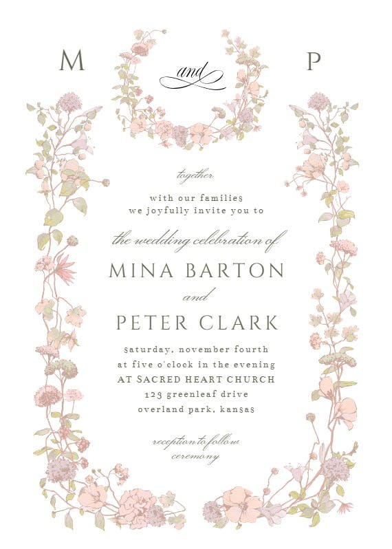 Blessed blossoms - wedding invitation