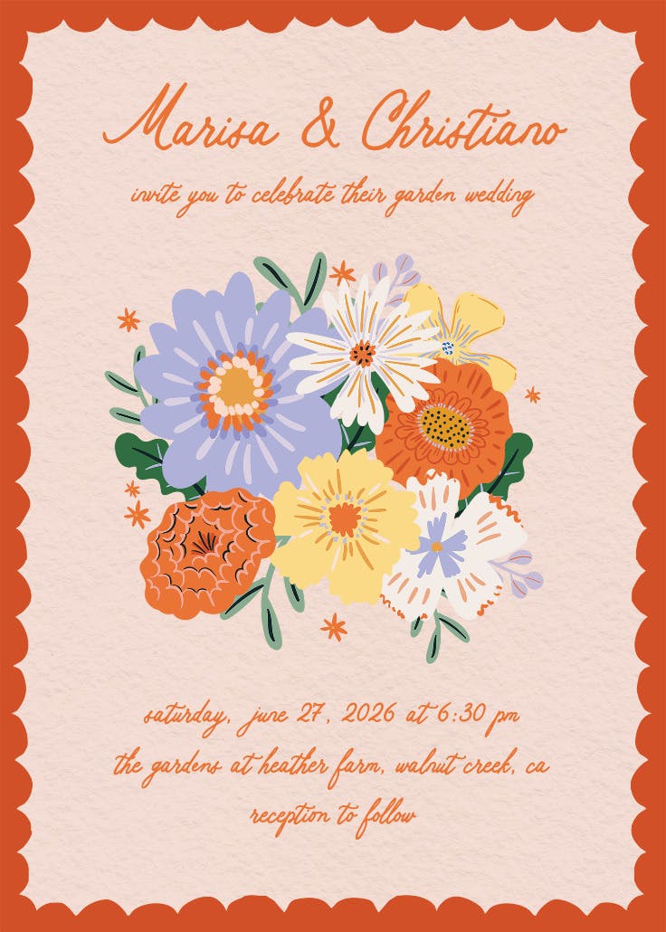 Blooming bouquet - wedding invitation