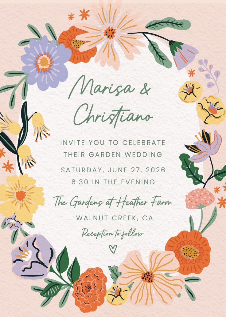 Blooming garden - wedding invitation