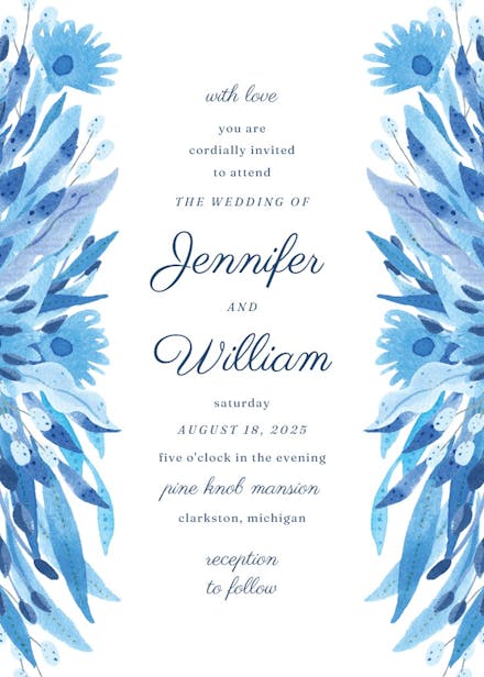 Blue beauty - wedding invitation