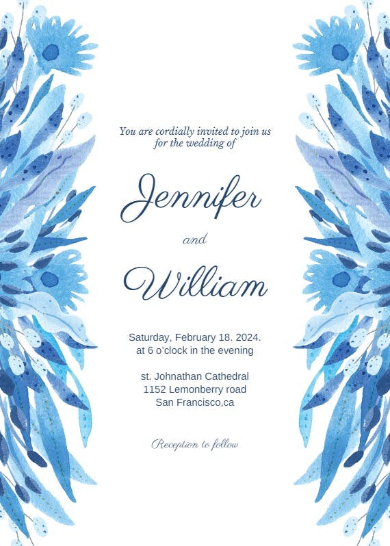 Blue beauty - wedding invitation