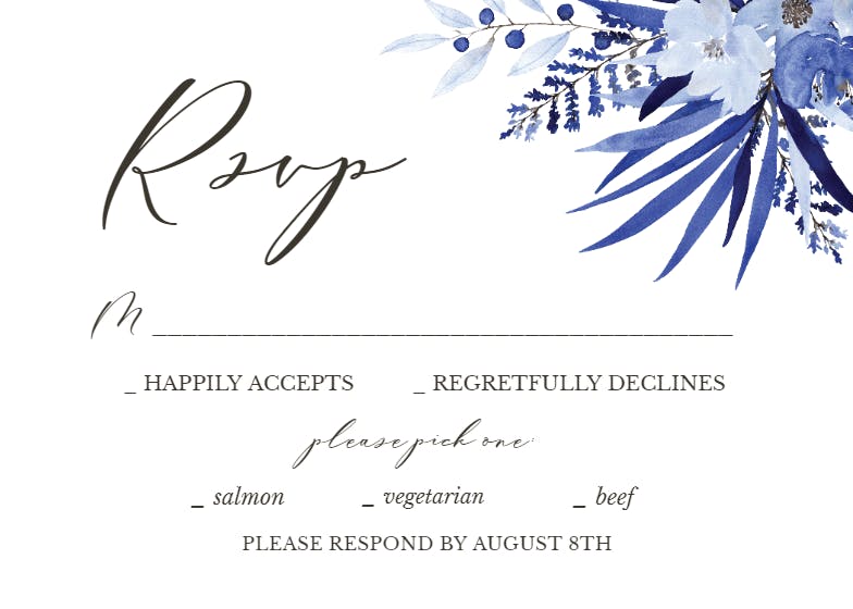 Blue bouquet frame - wedding invitation