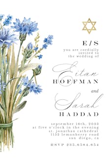 Blue Bouquet Jewish - Wedding Invitation