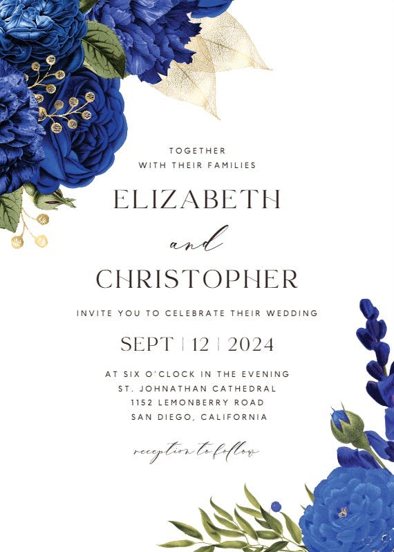 Blue bouquets - wedding invitation