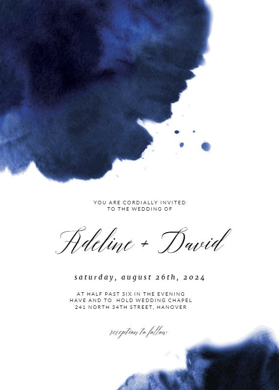 Blue ink - wedding invitation