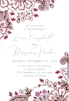Colored Paisley - Wedding Invitation