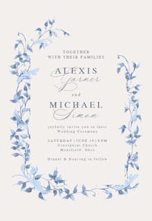 Blue winter wreath - wedding invitation