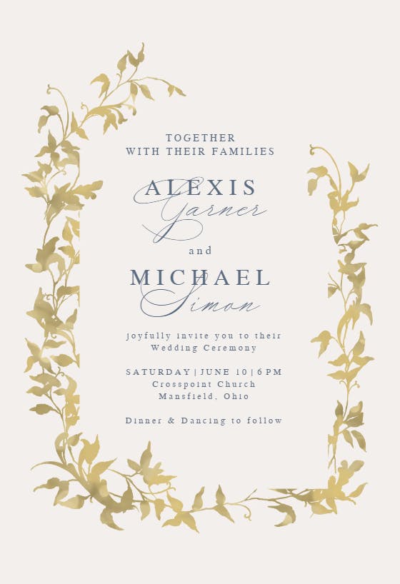 Blue winter wreath - wedding invitation