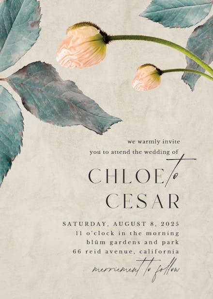 Blush blossom - wedding invitation