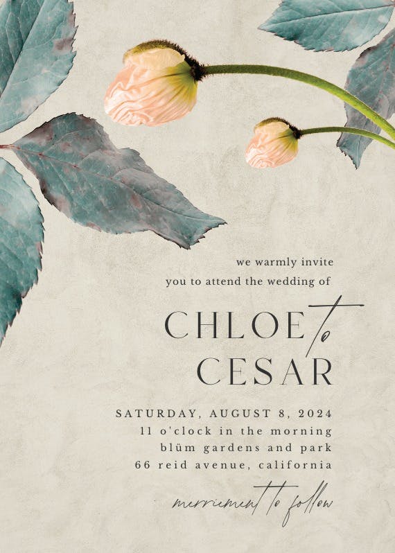 Blush blossom - wedding invitation