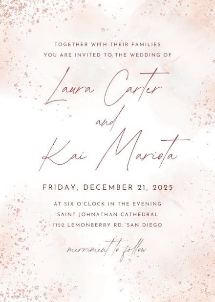 Blush gold spots - wedding invitation