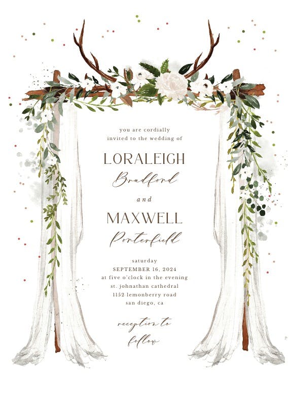 Boho canopy - wedding invitation