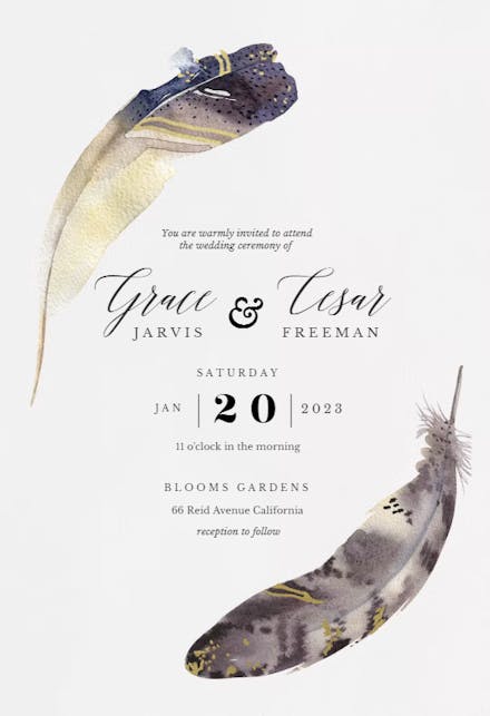 Boho Feathers - Wedding Invitation