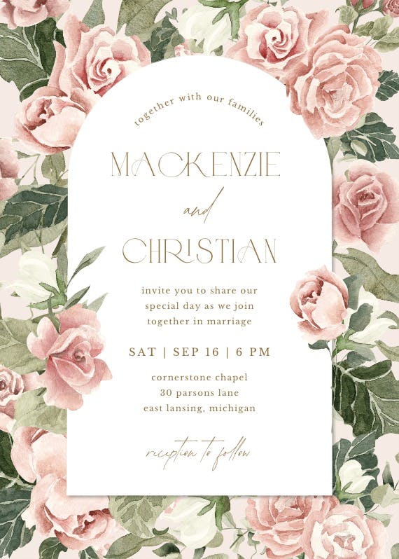Boho rose dusty pink frame - wedding invitation