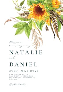 Boho sunflowers - wedding invitation