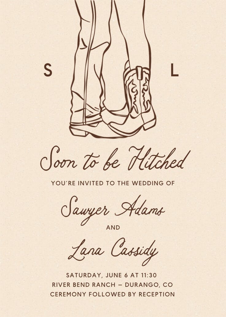 Boots by the pair - wedding invitation