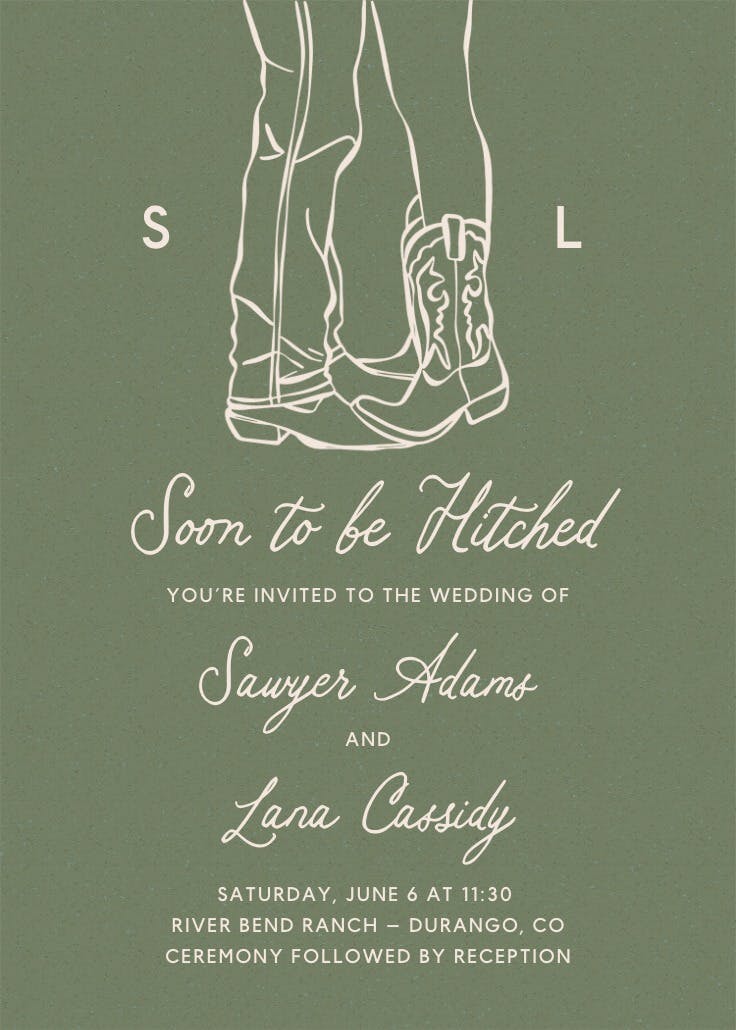 Boots by the pair - wedding invitation