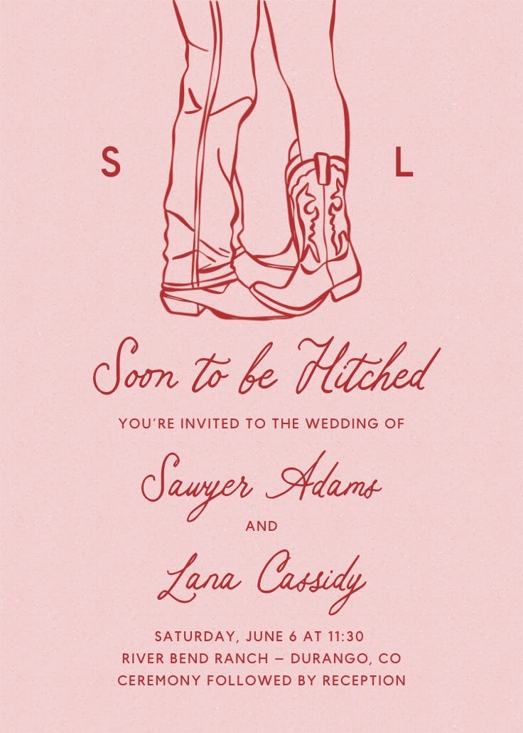 Boots by the pair - wedding invitation