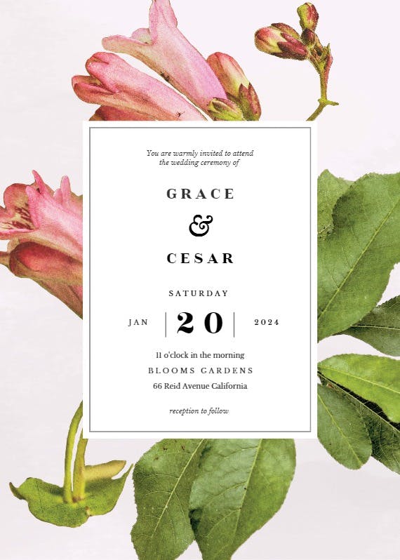 Botanic poetry - wedding invitation