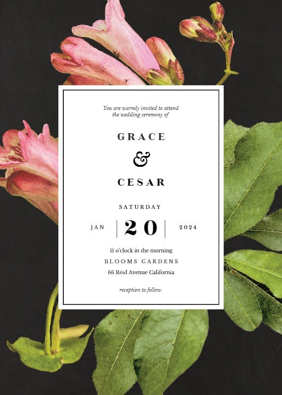 Botanic poetry - wedding invitation