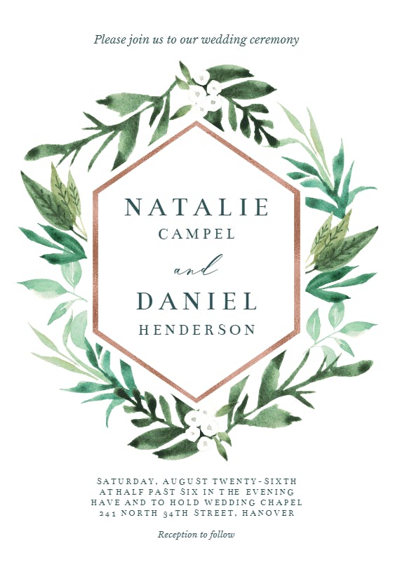 Botanical hexagon - wedding invitation