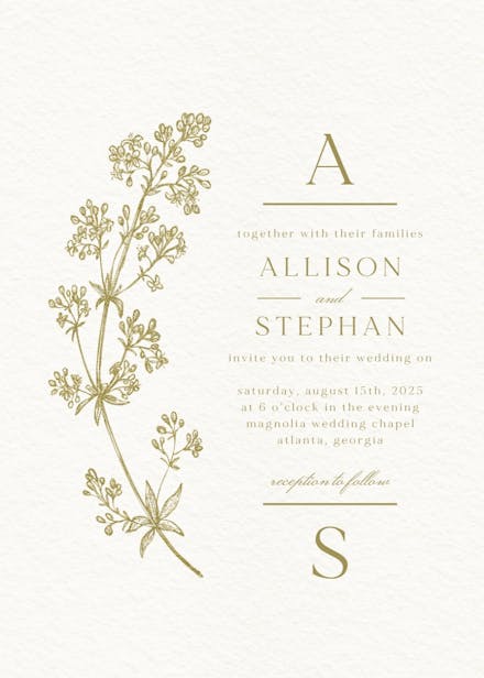 Botanical line - wedding invitation