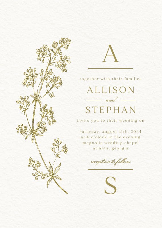 Botanical line - wedding invitation
