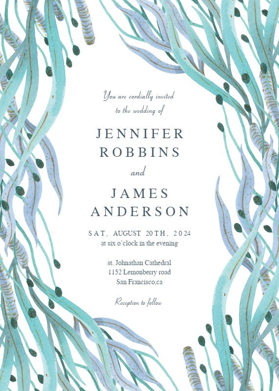 Botanical ocean - wedding invitation