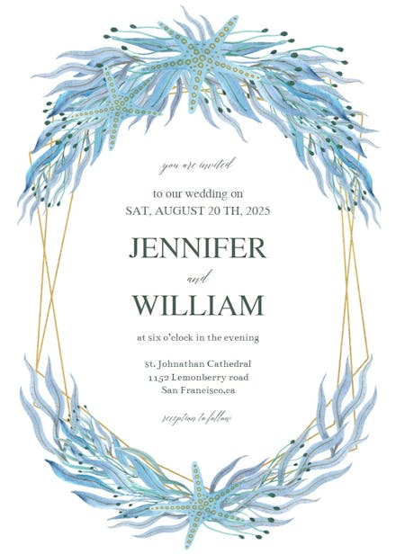 Botanical ocean polygon - wedding invitation