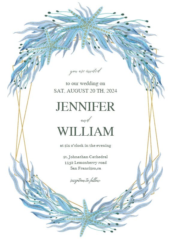 Botanical ocean polygon - wedding invitation