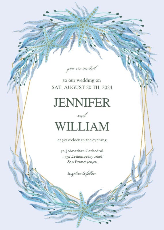 Botanical ocean polygon -  invitación de boda