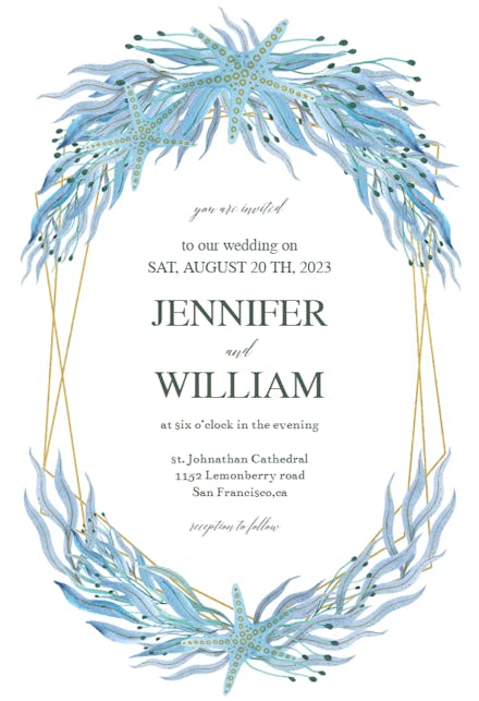 Botanical ocean polygon - Wedding Invitation