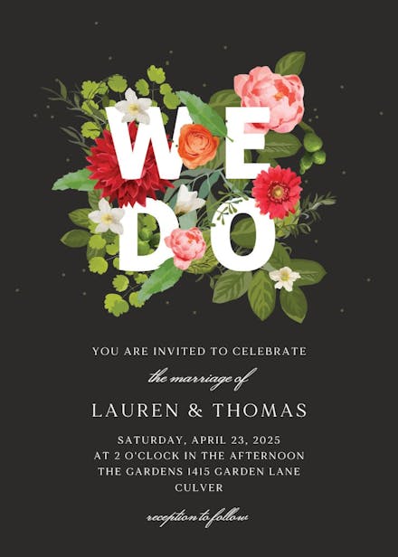 Bouquet of flowers - wedding invitation