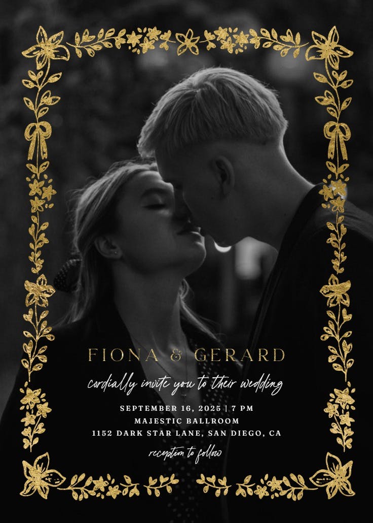 Bows and blooms - wedding invitation