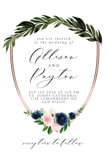 Bridal Navy Flower Crest - Wedding Invitation