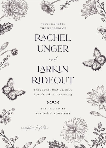 Butterfly garden - wedding invitation