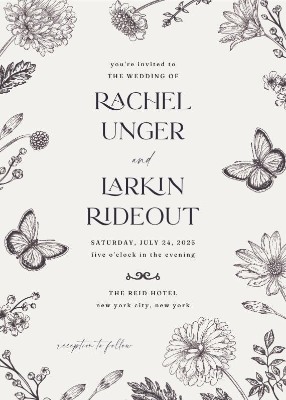 Butterfly garden - wedding invitation