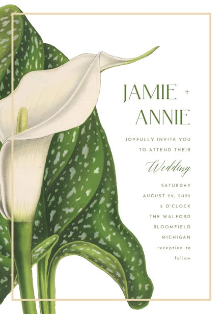 Calla lilly - wedding invitation