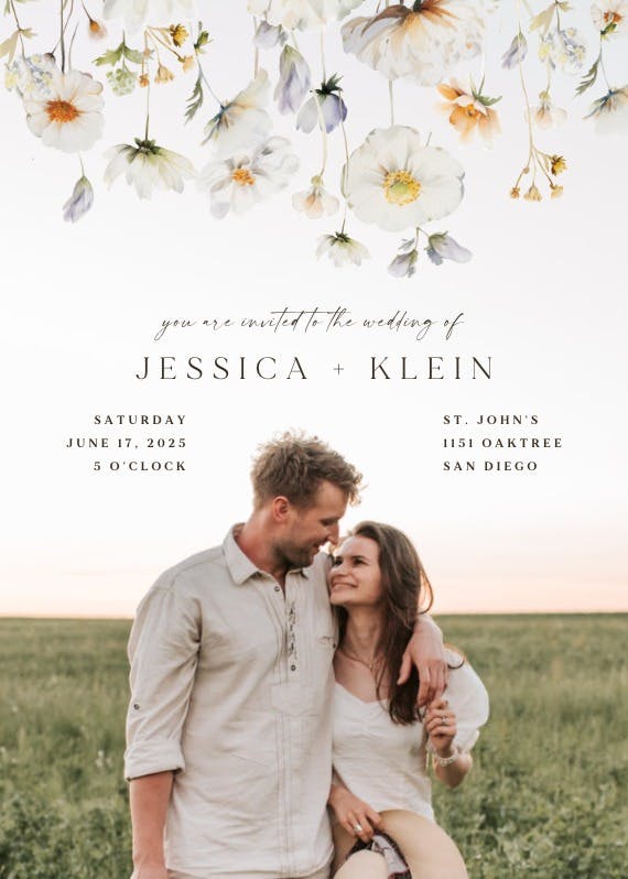 Cascading wildflowers - wedding invitation