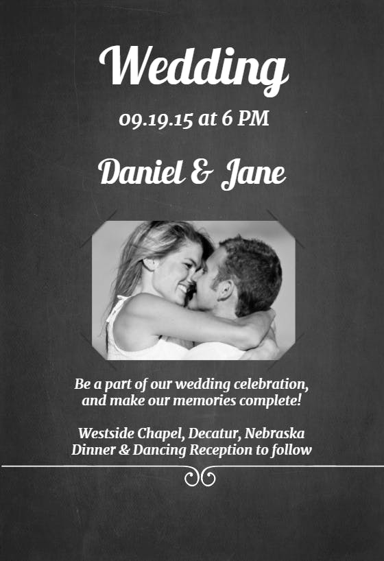Chalkboard simplicity - wedding invitation