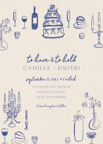 Charming ceremony - wedding invitation