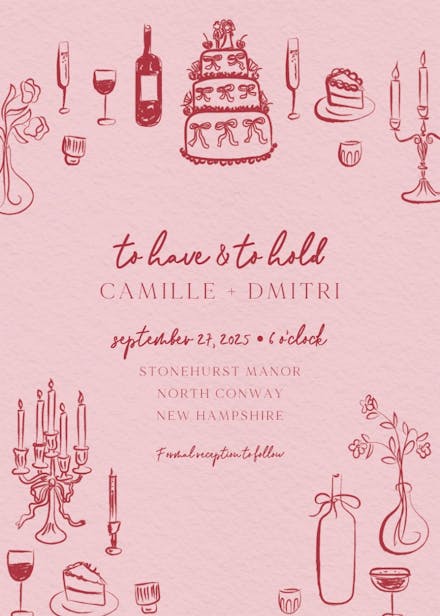 Charming ceremony - wedding invitation