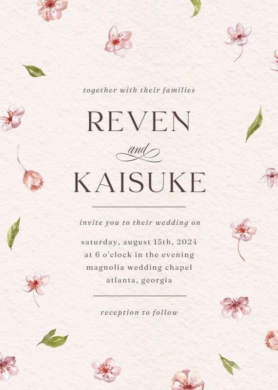 Cherry blossoms - wedding invitation