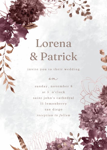 Chocolate flowers - wedding invitation