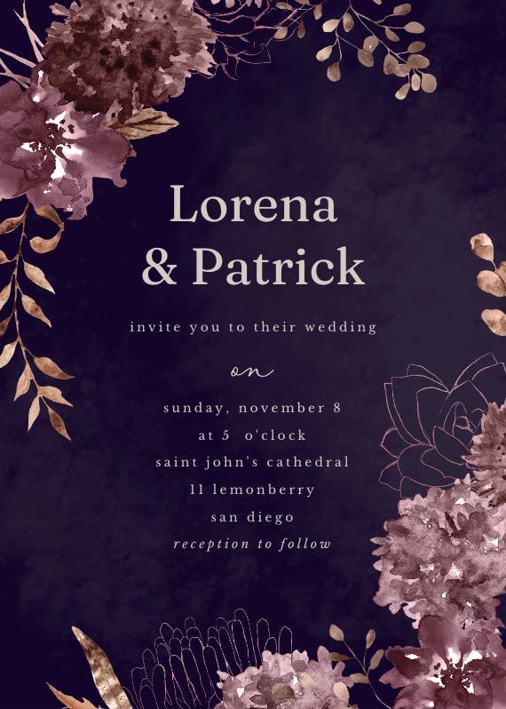 Chocolate flowers - wedding invitation