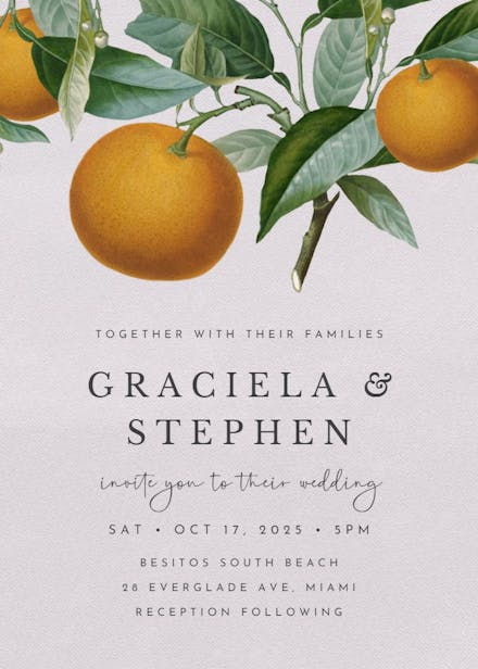Citrus tree - wedding invitation