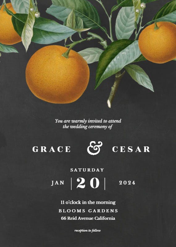 Citrus tree - wedding invitation