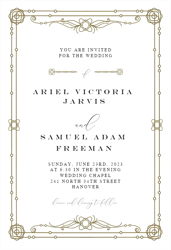 Classic Border - Wedding Invitation Template (Free) | Greetings Island