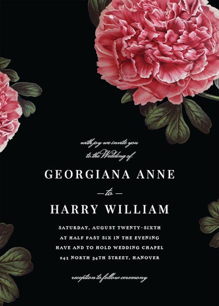 Classic peonies - wedding invitation